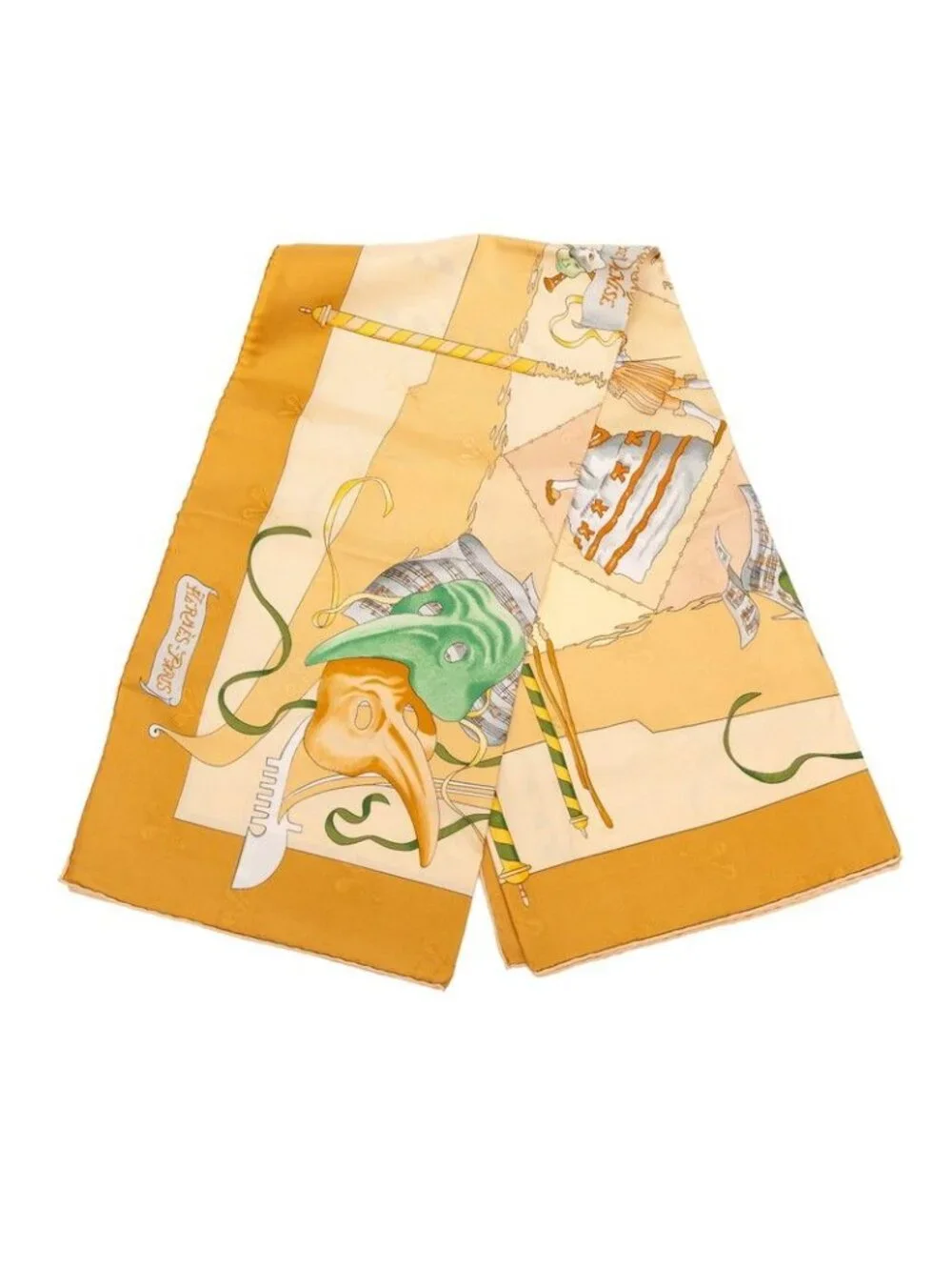 Hermes Carre 90 le Carnaval de Venise Scarf Beige Silk